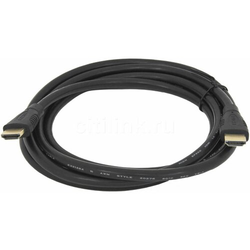 Кабель аудио-видео HDMI (m) - HDMI (m) , ver 1.4, 2м, черный кабель аудио видео hdmi m hdmi m г образный ver 1 3 2м черный