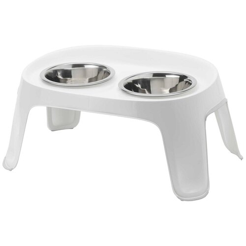 Подставка Moderna Skybar S барный столик с двумя мисками для собак 850 мл 0.85 л белый 20 см 29 см