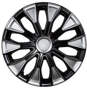 фото Колпаки декоративные (на пруж.) R-14 "Волтек Микс" серебристо-черный, карбон (к-т.2 шт) (LW1462)