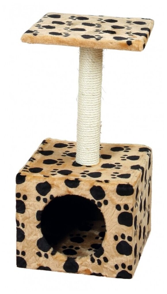 Домик для кошки Zamora с рисунком Кошачьи лапки, 61 см, бежевый, Trixie (товары для животных, 43354) - фотография № 2