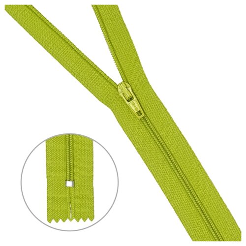 30118 Молния брючная пл/мет тип-3 салат. авт. 20см ГР, 10 шт