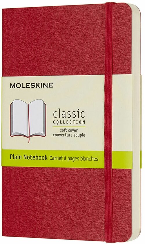 Блокнот Moleskine CLASSIC SOFT QP613F2 Pocket 90x140мм 192стр. нелинованный мягкая обложка красный