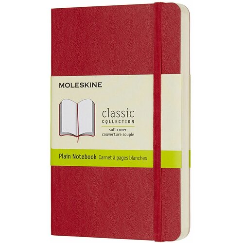 Блокнот Moleskine Classic Soft, 192стр, без разлиновки, мягкая обложка, красный [qp613f2]