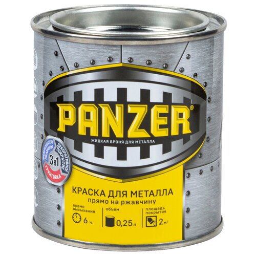 Краска Panzer для металла гладкая черная, 750 г