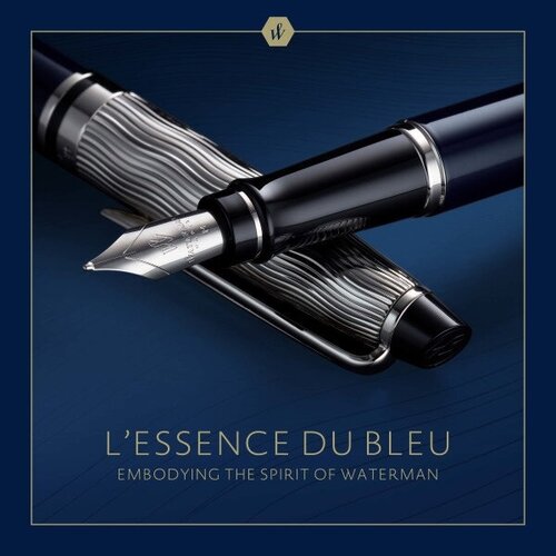 Ручка перьев. Waterman Expert L`Essence du Bleu (CW2166426) LaqBlue CT F сталь нержавеющая подар. кор.