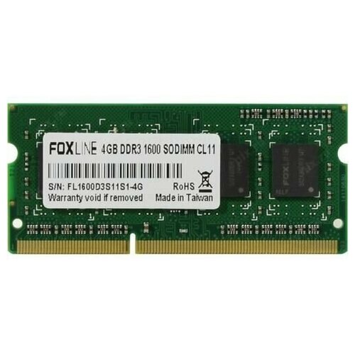 Оперативная память SO-DIMM 4 Гб DDR3 1600 МГц Foxline FL1600D3S11S1-4G PC3-12800 711300₽