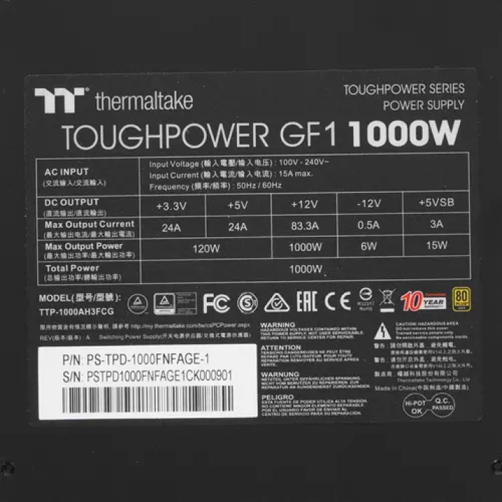 Блок питания Thermaltake Toughpower GF1 (ps-tpd-1000fnfage-1) - фото №4