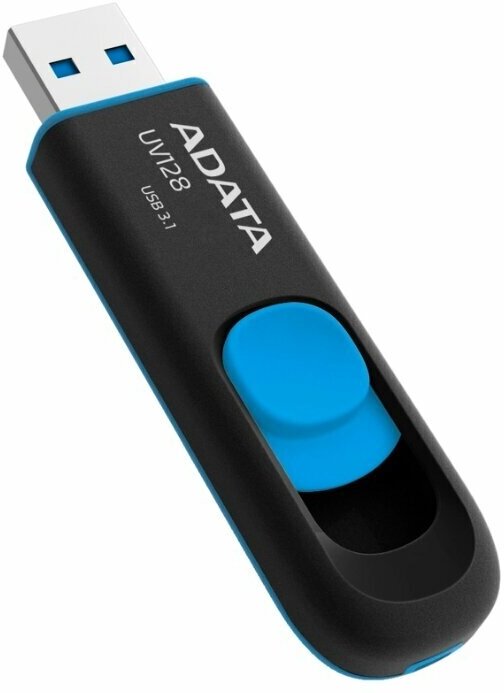 ADATA Накопитель USB flash 32ГБ ADATA FlashDrive UV128 AUV128-32G-RBE, черно-синий (USB3.1)