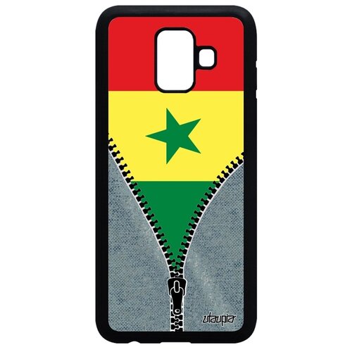 фото Чехол на samsung galaxy a6 2018, "флаг сенегала на молнии" патриот страна utaupia