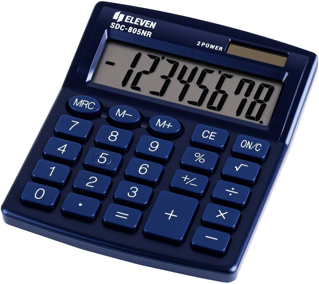 Комплект 3 шт Калькулятор настольный Eleven SDC-805NR-NV 8 разр двойное питание 127*105*21мм темно-синий