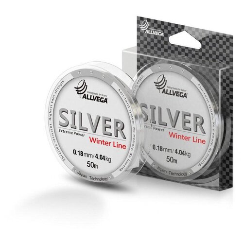 фото Монофильная леска allvega silver d=0.18 мм, 50 м, 4.04 кг, серебристый, 1 шт.