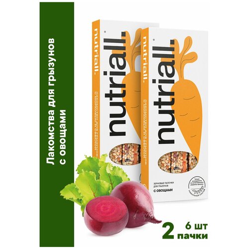 Лакомство Nutriall Зерновые палочки для грызунов с овощами 2 упаковки, 6 шт