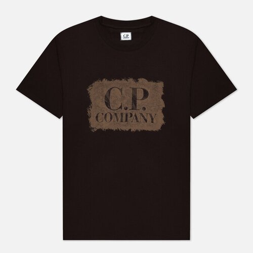 Мужская футболка C.P. Company 30/1 Jersey Graphic Large Logo Print коричневый, Размер S