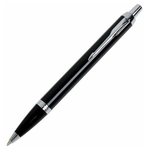 Ручка шариковая Parker IM Core Black CT M, корпус из латуни чёрный матовый/ хром, синие чернила, 1 шт.