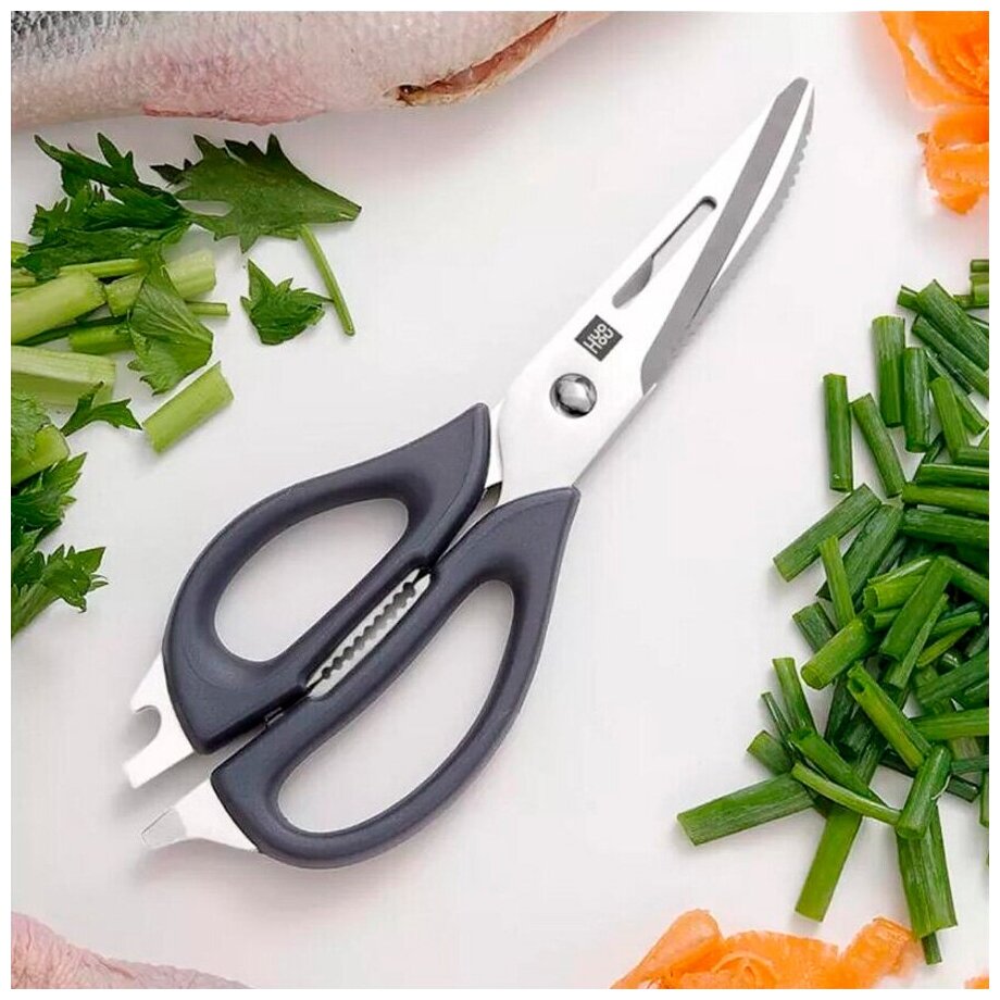 Многофункциональные кухонные ножницы HuoHou Versatile Kitchen Scissors (HU0062 Black RUS), русская версия!!!, серебристые - фотография № 14