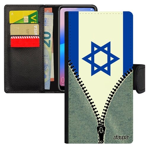фото Чехол книжка для телефона samsung galaxy a10, "флаг израиля на молнии" путешествие патриот utaupia