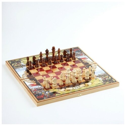 Настольная игра 3 в 1 Куликовская битва: шахматы, шашки, нарды, доска 50 х 50 см