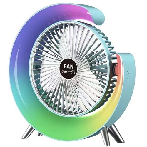 Вентилятор SUPERNOWA с подсветкой лампочкой ручной мини настольный. RGB настольный вентилятор supernowa белый