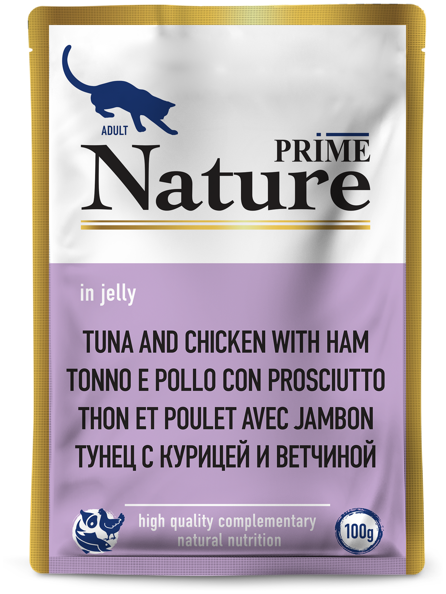 Prime Nature влажный корм для кошек, тунец с курицей и ветчиной в желе (24шт в уп) 100 гр - фотография № 1