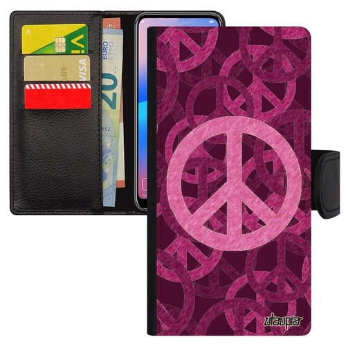 фото Чехол-книжка для телефона самсунг галакси a40 уникальный дизайн peace and love стрит-арт utaupia