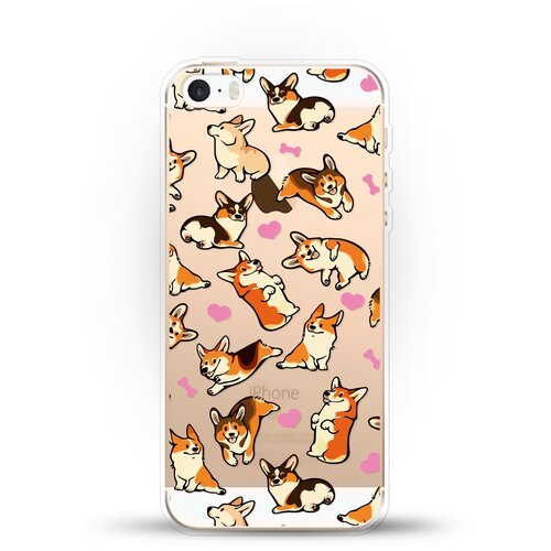 фото Силиконовый чехол корги узором на apple iphone 5/iphone 5s/iphone se andy & paul