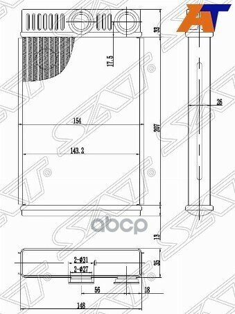 Радиатор Отопителя Салона Chevrolet Cruze 09-/Opel Insignia 08-/Meriva 10- Sat арт. ST-CH09-395-0