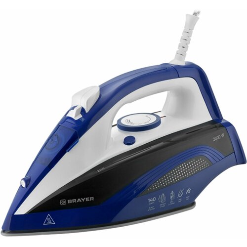 Утюг Brayer 2400 Вт керамическое покрытие самоочистка антикапля антинакипь синий BR4002BL 493800₽