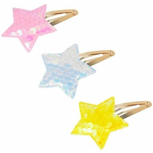 Набор детских заколок для волос клик клак 3 шт/звезды