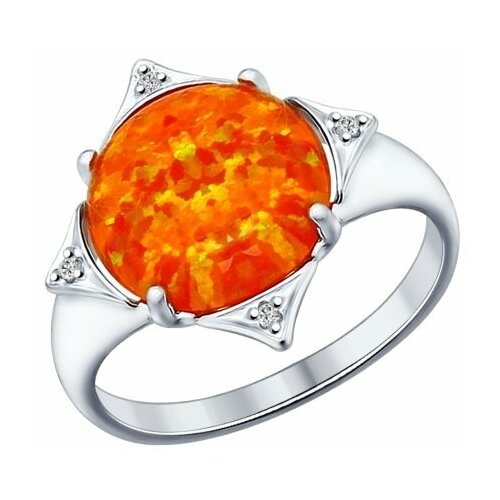 фото Серебряное кольцо sokolov 83010015 с фианитом и опалом, размер 19 diamant-online