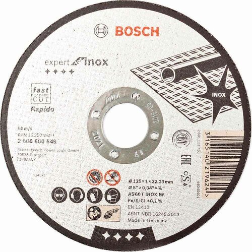 Круг отрезной Bosch Inox Ф125х1 Expert (549) bosch expert for inox 2608600096 230 мм 1 шт