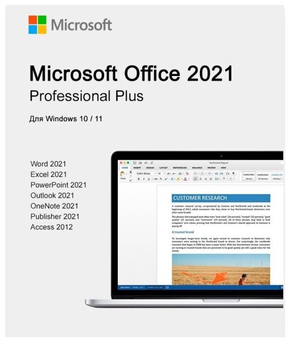 Microsoft Office 2021 Professional Plus, лицензионный электронный ключ