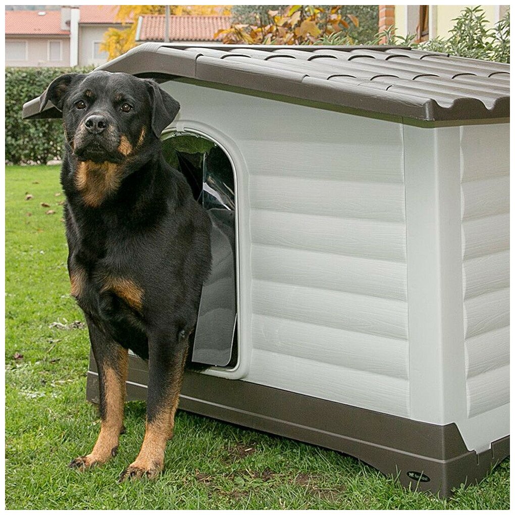 Будка для собак Ferplast Dogvilla 110 111х84х79 см белый/коричневый - фотография № 9