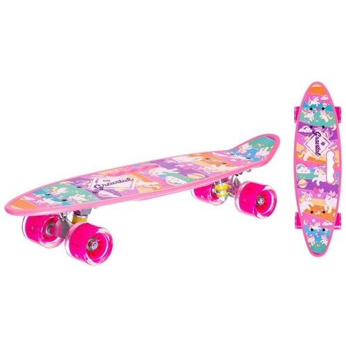 фото Скейтборд детский пластиковый. розовый с принтом. арт. it106643 игротрейд