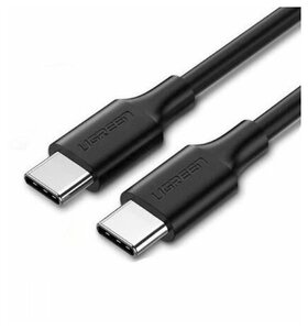 Кабель для зарядки и передачи данных USBC 2.0 Male - USB C 2.0 Male Ugreen, 3A, 0.5м, резиновое покрытие, черный (50996)