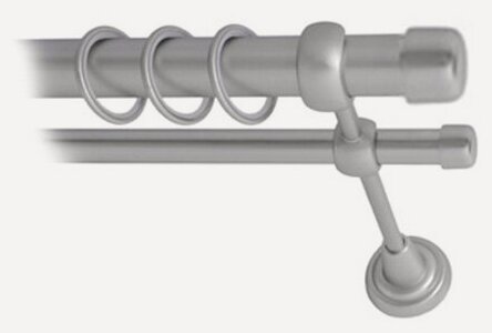 Изображение товара Карниз металлический Заглушка, 2-рядный, гладкий, D-25/16 мм, цвет Сатин, 2,8 м.