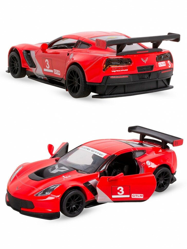 фото Машинка металлическая 2016 Chevrolet Corvette C7. R Race Car, красный, Kinsmart, двери открываются, инерция, 1:36