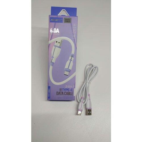 Кабель зарядки Ansty 1 метр USB быстрая зарядка Type-C бело-розовый