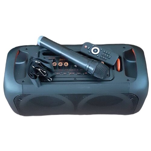 Колонка акустическая портативная бумбокс Караоке POWERFUL 1176 подсветкапультмикрофонbluetooth AUXUsbmicro-CDFMАудио входРемень переноски 1090000₽