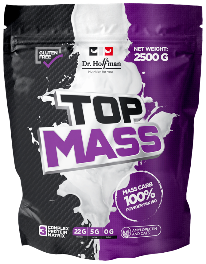 Dr.Hoffman Top Mass 2500g (Батончик Twix), Гейнер для набора массы, для роста мышц, Высокобелковый гейнер, 2500 грамм