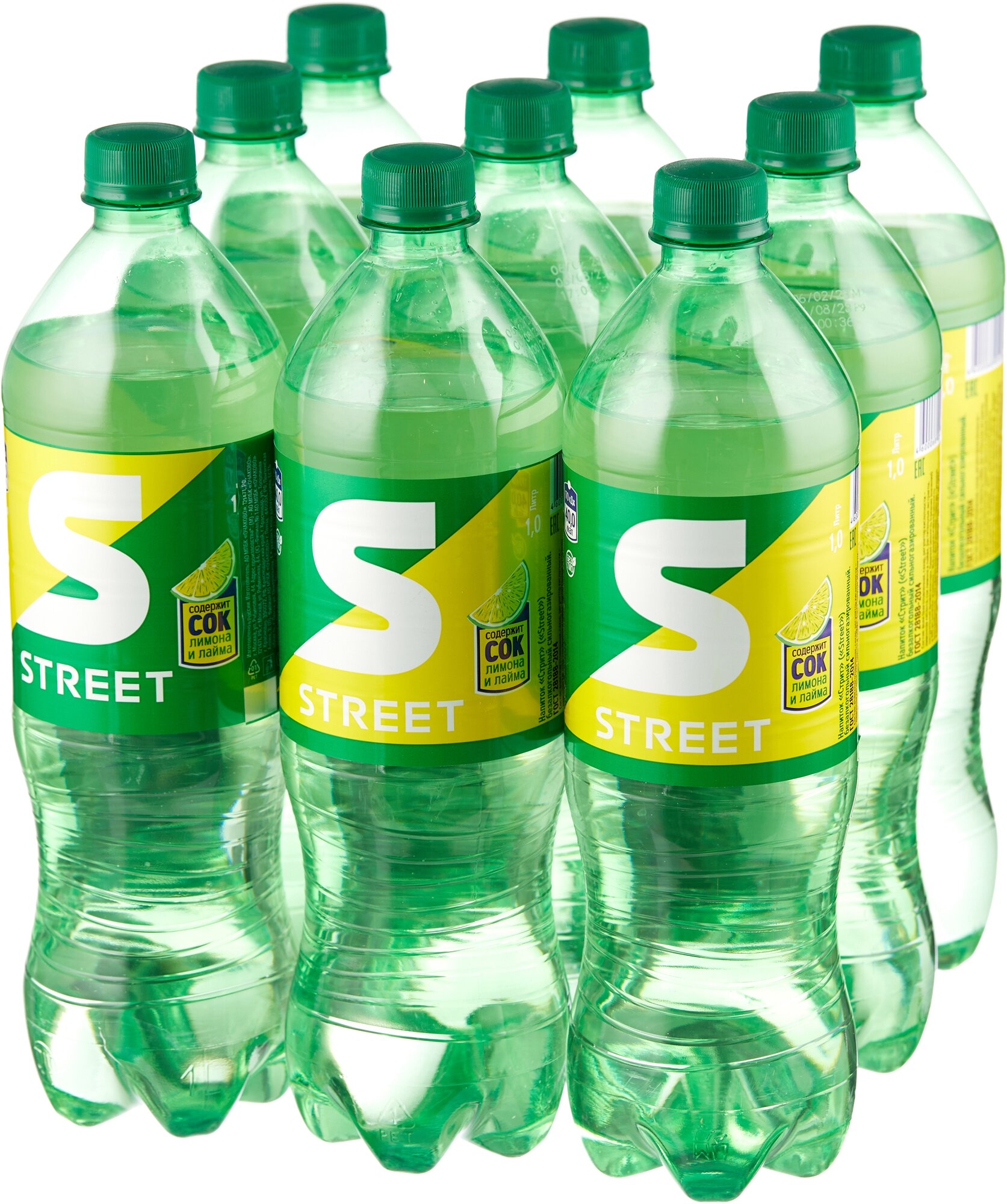 Напиток "Стрит" ("Street") безалкогольный сильногазированный, ПЭТ 1.0 упаковка (9шт) - фотография № 1