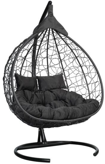 Подвесное кресло кокон двухместное Laura Outdoor FISHT черное + черная подушка. (полиэстер)