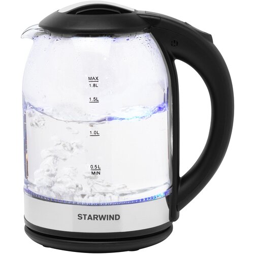 Чайник электрический Starwind SKG2051 18л 1800Вт черныйсеребристый корпус стекло 240600₽