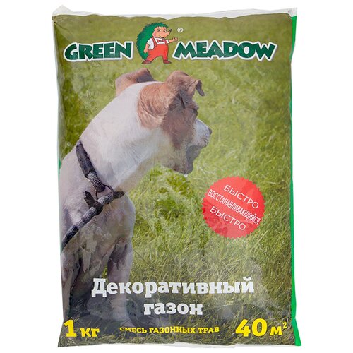 Смесь семян GREEN MEADOW Быстро восстанавливающийся декоративный газон, 1 кг, 1 кг смесь семян green meadow декоративный газон для глинистых почв 1 кг