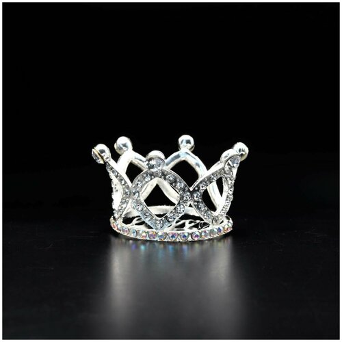 Заколка для волос - Корона Гребень, со стразами, серебряная, 1 шт заколка корона для принцессы со стразами белая сиреневая юбочка 1 шт авторская работа