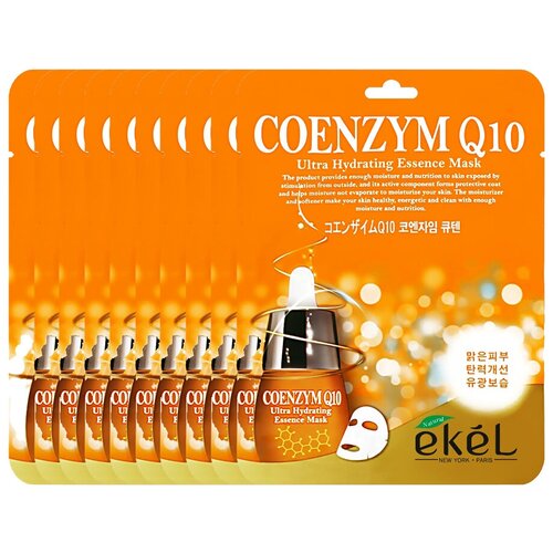 EKEL Тканевая маска для лица с коэнзимом Coenzym Q10 Ultra Hydrating Essence Mask 10шт 25 г