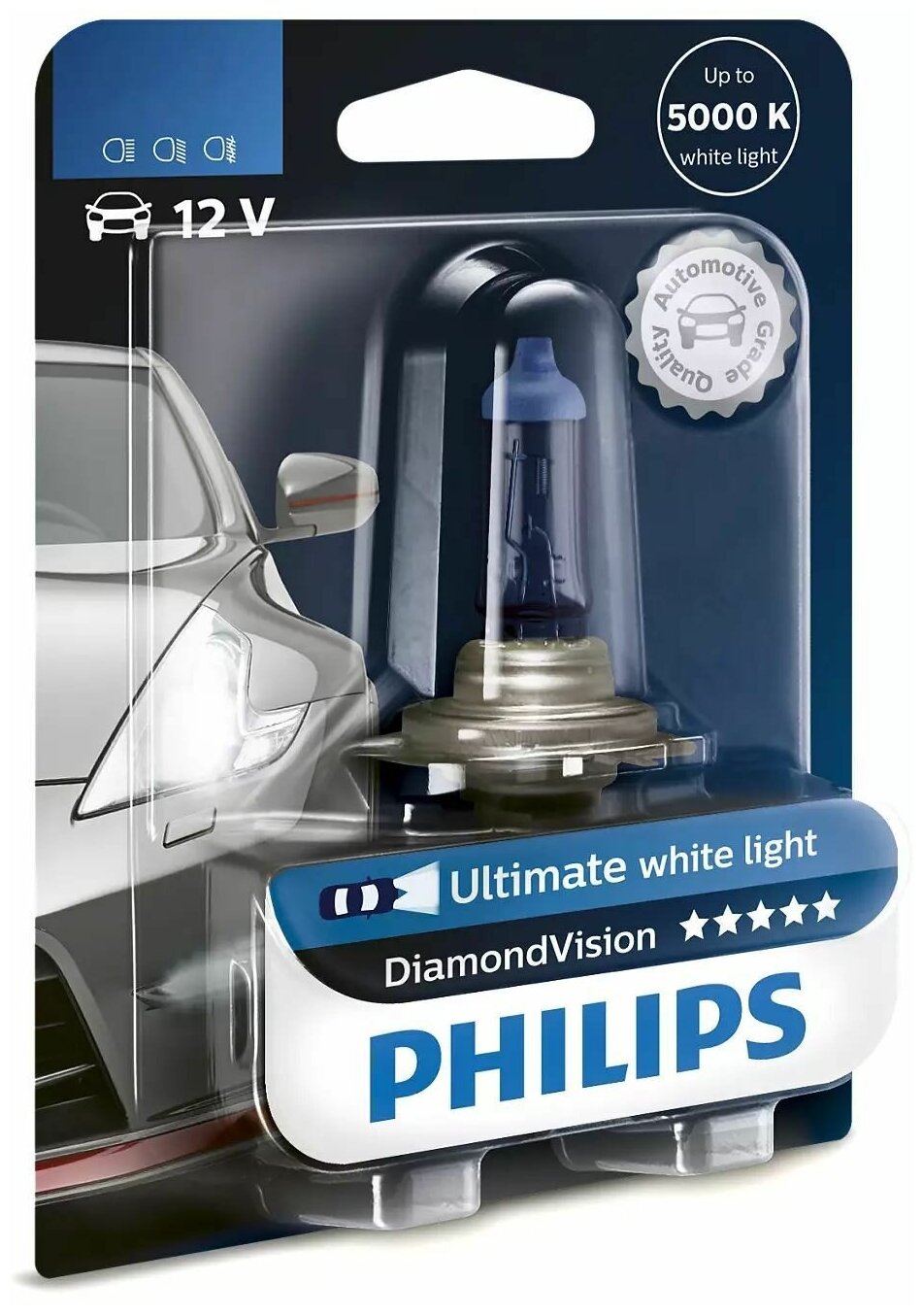 Лампа автомобильная галогеновая HB3 (9005) PHILIPS DiamondVision 12V 65W P20d 9005DVB1