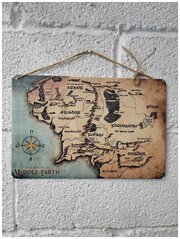 Карта Средиземья, Властелин Колец, постер на стену, 30 на 20 см, шнур-подвес в подарок