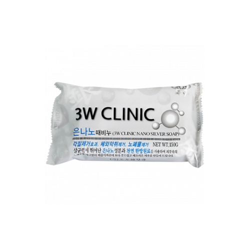 3W Clinic Мыло кусковое с серебром - Nano silver soap, 150г