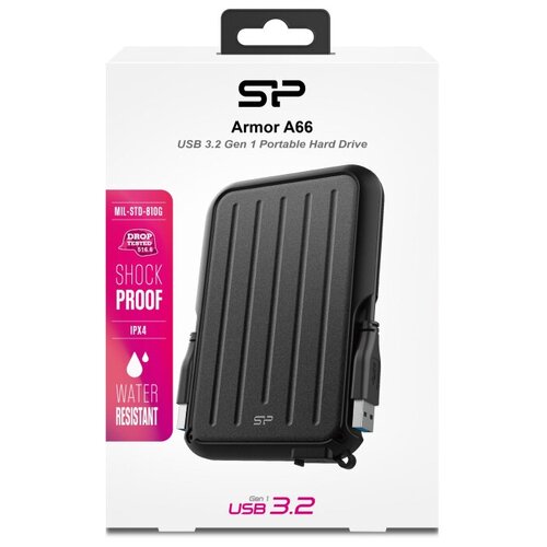 Портативный HDD Silicon Power Armor A66 2 TB USB 3.2, черный