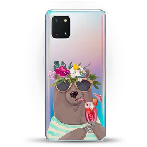 фото Силиконовый чехол медведь с коктейлем на samsung galaxy note 10 lite andy & paul